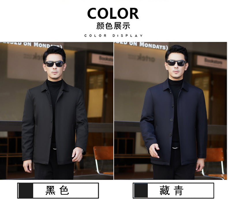 Pastoral Bird Autumn and Winter New Middle-aged Men's Jacket Short Down Cotton-padded Jacket Cotton-padded Coat Thickened Dad's Clothes