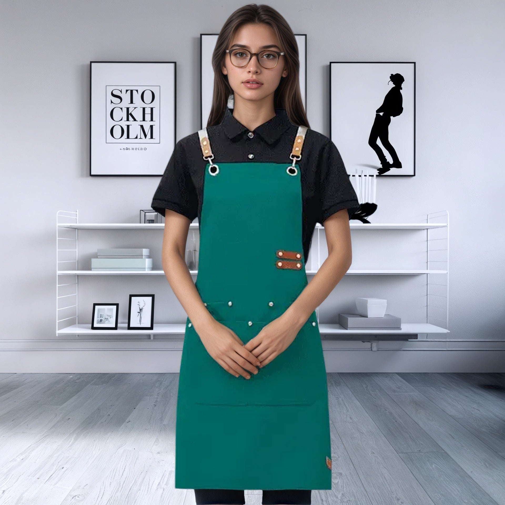 Mengniu Internet Celebrity Cross-Border Waterproof and Oil-Proof Canvas Suspenders Catering Kitchen Home Work Apron Custom Logo Printing