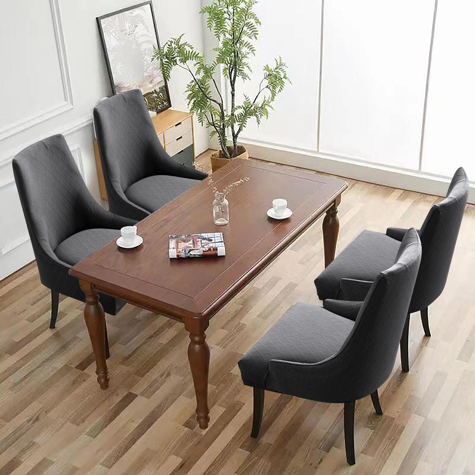 Cross-border hot sale rhombus jacquard waterproof small armchair cover solid color one-piece elastic chair cover dining chair cover wholesale