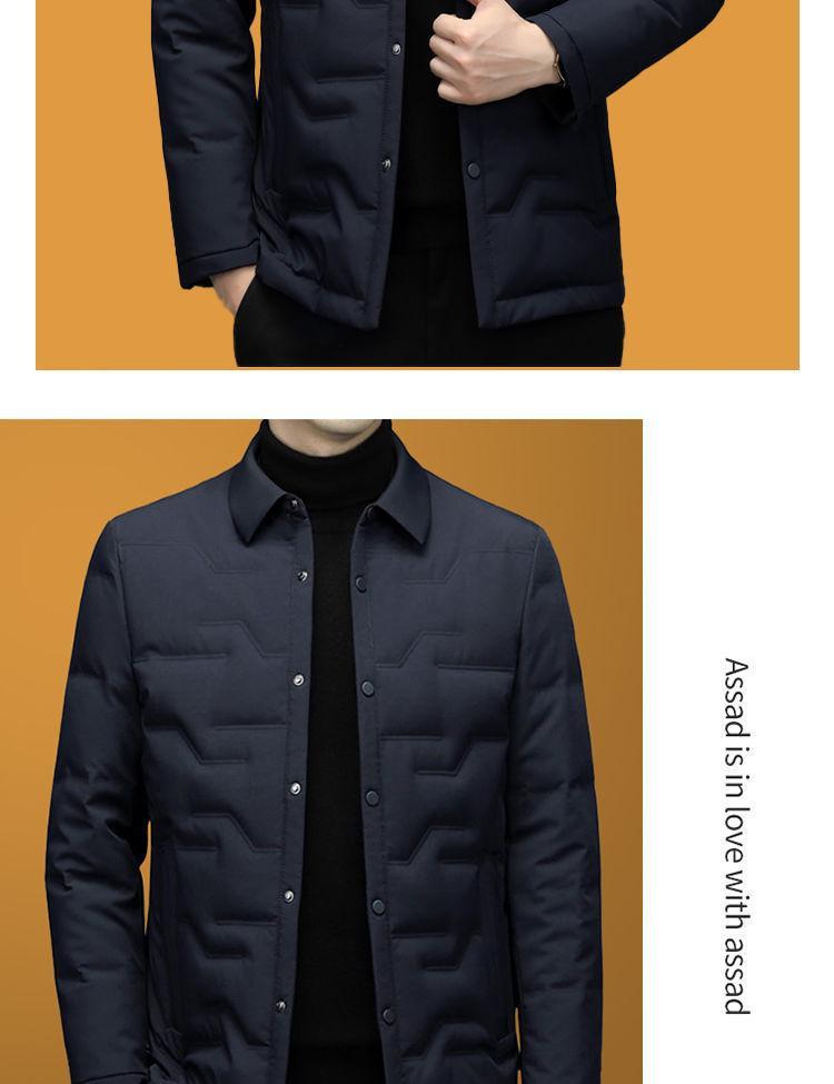 Middle-Aged Men's Autumn and Winter Lapel Jacket, Dad's Cotton Coat, Thickened Warm Cotton-Padded Jacket, Men's Winter Cotton Coat