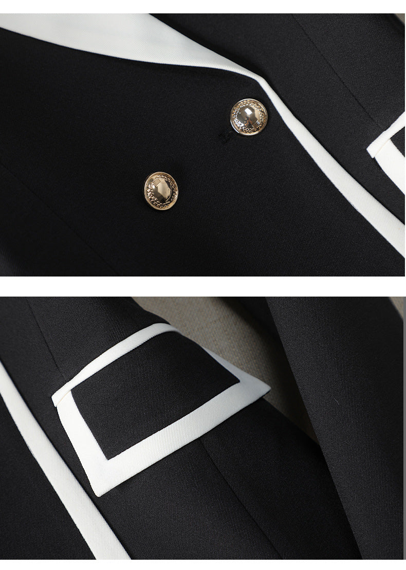 Cross-Border Women's Blazer for Spring and Autumn, New Style with a High-End Feel, Color-Blocking, Fashionable and Elegant, Goddess-Like Host Professional Suit