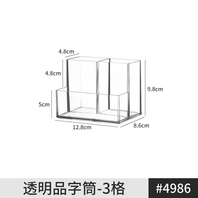 Pen Holder Desktop Stationery Storage Box Transparent Acrylic Multifunctional Student Pen Holder Office Note Pad Organizer Box