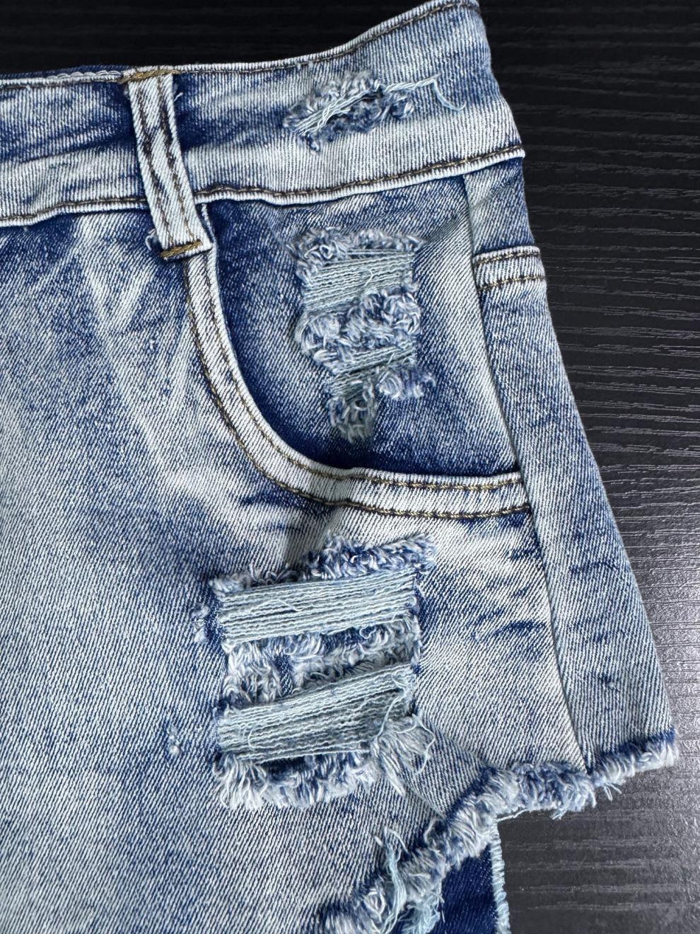9030 # 2024 New Sexy European and American Raw Edge High Waist Tight Sexy Jeans Denim Shorts for Women