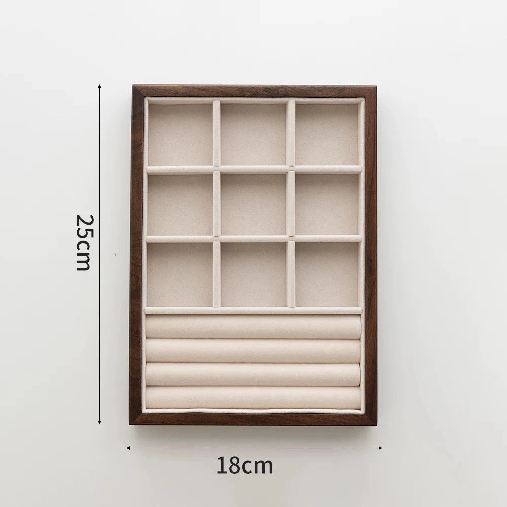 Walnut Jewelry Tray Counter Jewelry Storage Large Capacity Ring Tray Earring Tray Necklace Jewelry Box Jewelry