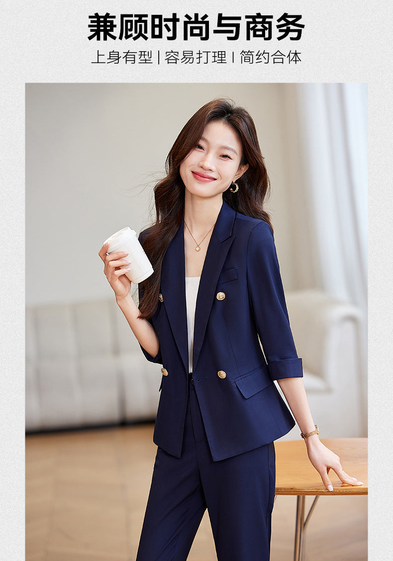 Seven-point Sleeve Suit suit Women's Spring and Summer New College Student Work Clothes Interview Dress Slim-fit Jacket Professional Suit