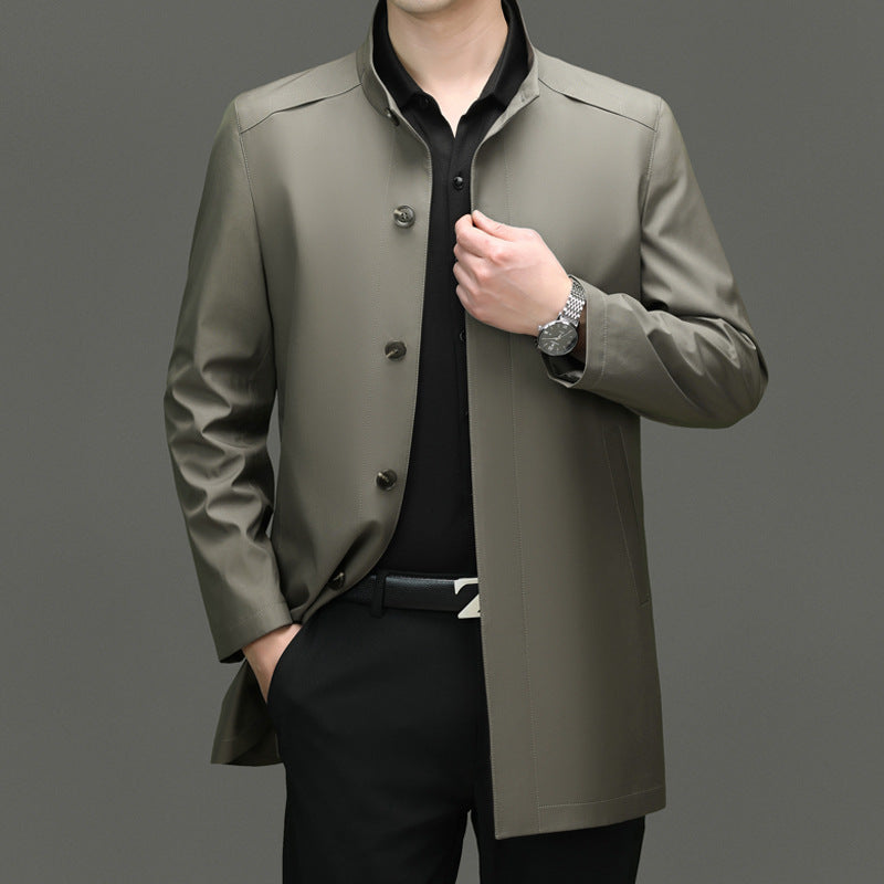 Is the brand of middle-aged and elderly men's windbreaker coat 2024 new winter stand collar long business dad cotton-padded jacket