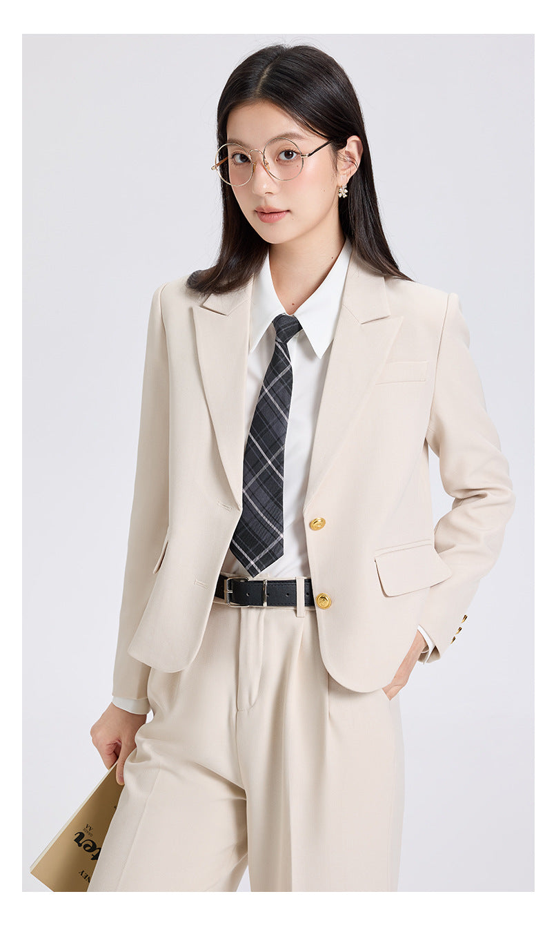 Cross-Border Gray Blazer for Women, New Spring and Autumn Professional Formal Suit, Short Blazer for College Students, High-End Feel