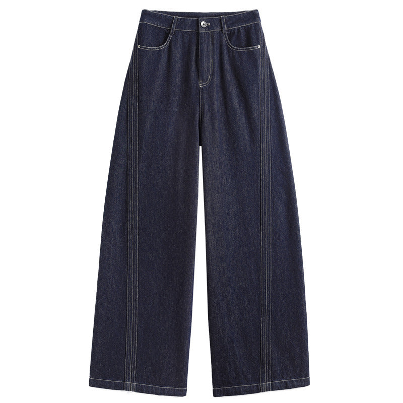 2025 Loose Draped Straight Pants Korean Style Trendy Versatile Denim Pants European Station American Wide Leg Jeans for Women