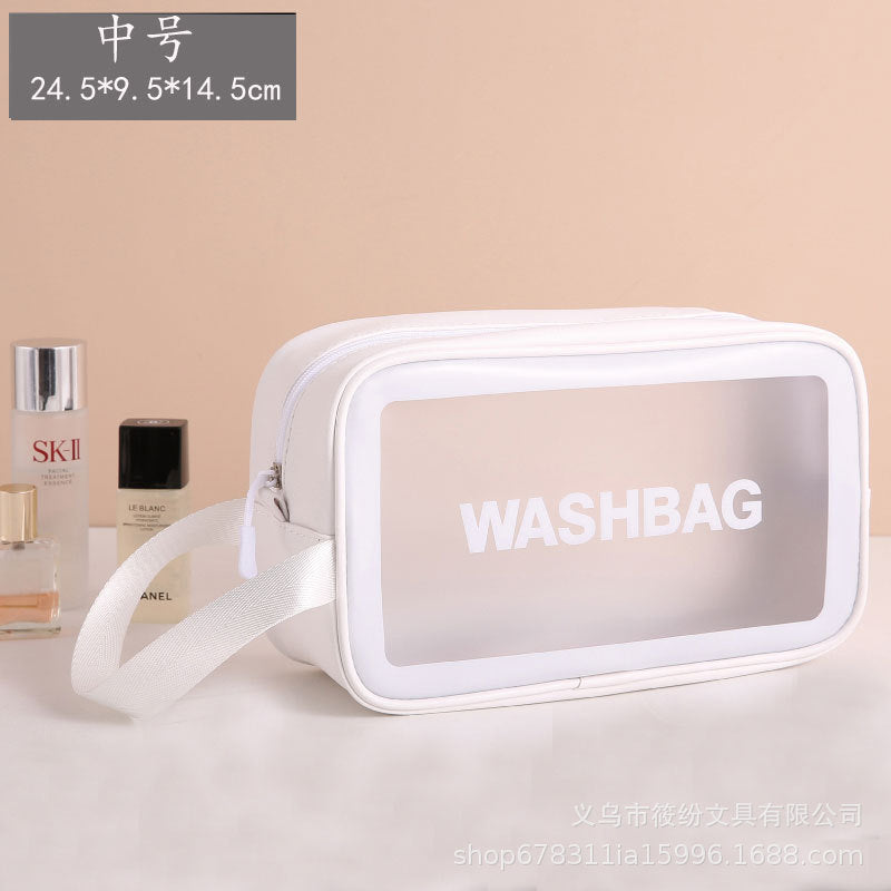 Korean Satchel Cosmetic Bag Pvc Dry and Wet Separation Toiletry Bag Satchel Waterproof Bath and Swimming Frosted Storage Bag