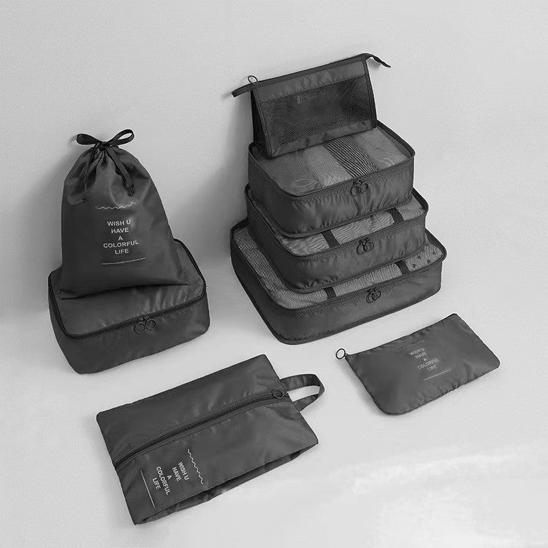 Travel Storage Bag Eight-Piece Storage Bag Waterproof Oxford Cloth Business Trip Makeup and Toiletry Classification Storage Set