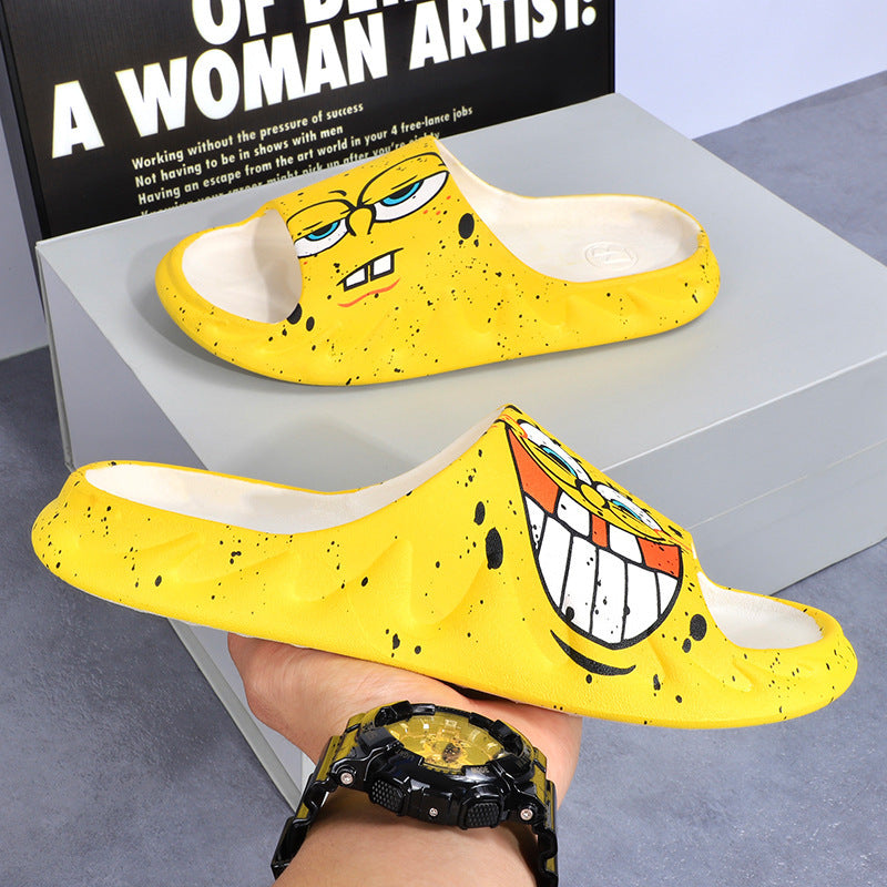 2025 New Style Slippers Men's Sporty Style Summer Odor-proof Non-slip Casual Flame Trendy Couple's Home Slippers