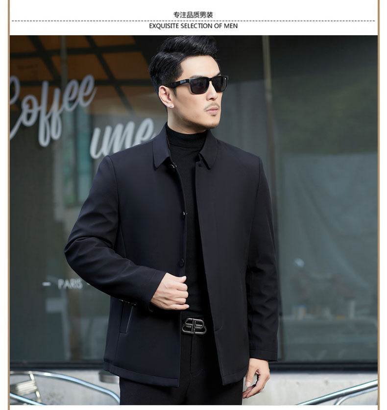 2024 Winter Coat Thickened Cotton-padded Jacket Men's High-grade Mulberry Silk Cotton-padded Jacket for Middle-aged and Elderly Dads Business Casual Jacket