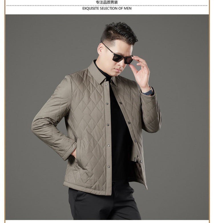 24 Winter Men's Cotton Jacket for Young and Middle-Aged, Casual Trendy Warm Silk Cotton Coat, Casual Outerwear for Men