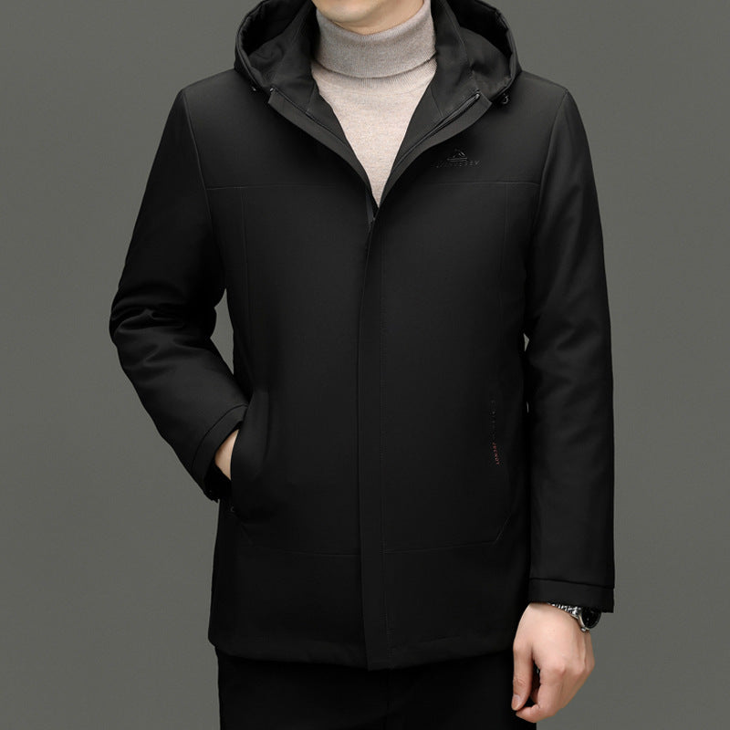 2024 Winter fleece-lined Thickened Cotton Coat Men's Middle-aged and Elderly Dad Hat with Removable Inner Liner Warm Cotton Coat