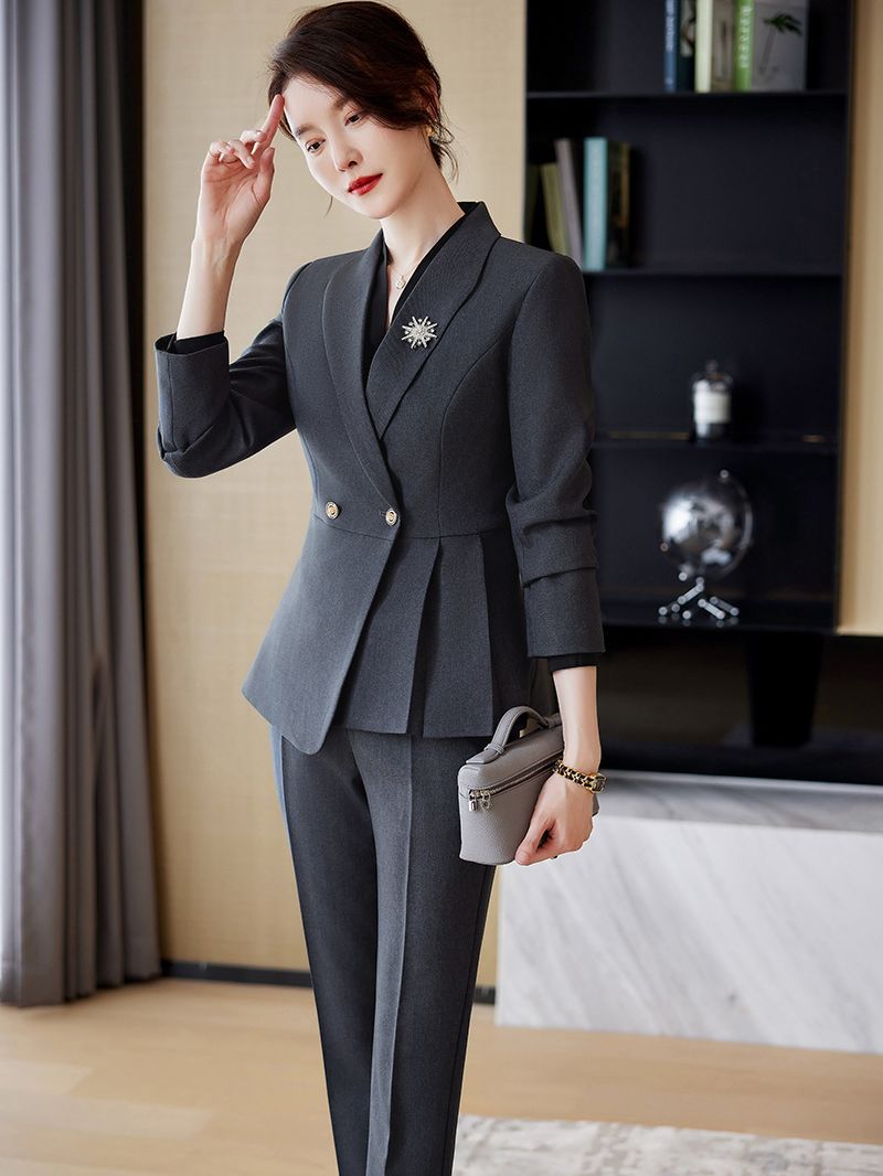 Cross-border High-end Professional suit Women's New Double-breasted Suit Fashion Elegant Goddess Style Work Clothes Interview Dress