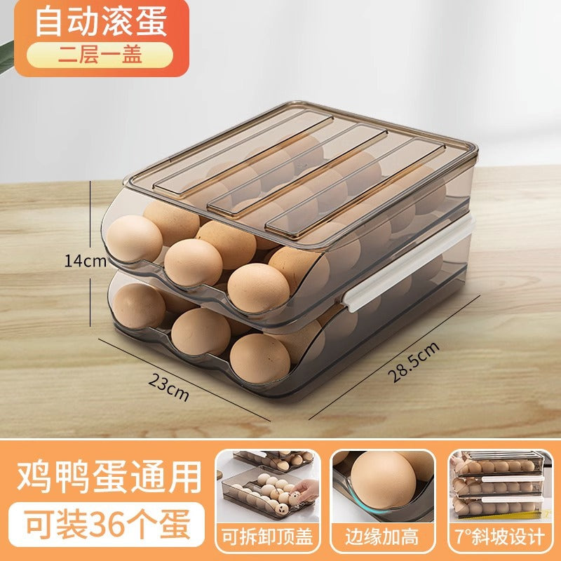 Egg Tray Box Egg Storage Box Household Rolling Egg Rolling Food Grade Japanese Space Drawer Refrigerator Saving