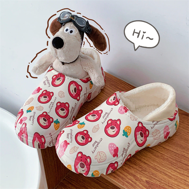 Thickened Winter Cute Cotton Slippers, New Soft-Soled Closed-Back Warm Non-Slip Maternity Postpartum Thick-Soled Surgical Cotton Shoes