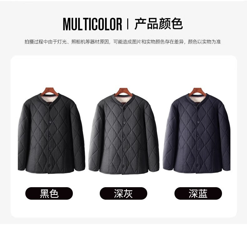 Old People's Cotton-padded Coat fleece-lined Thickened Dad's Cotton-padded Coat Grandpa Lamb Velvet Warm Cotton-padded Coat Home Loose Small Cotton-padded Coat