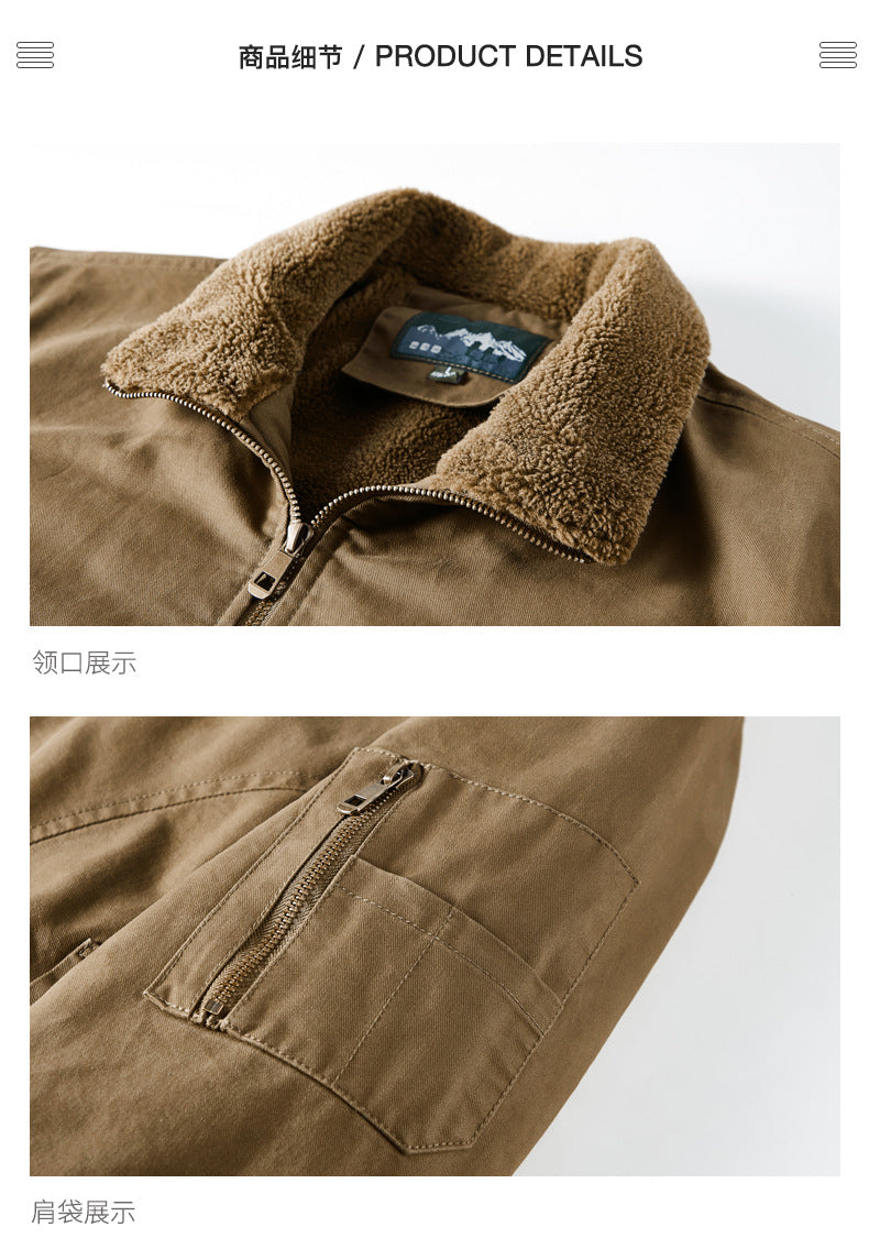 Factory Direct Sales Winter Velvet Men's Cotton-Padded Workwear Cotton-Padded Jacket Pilot Cotton-Padded Jacket 68C16