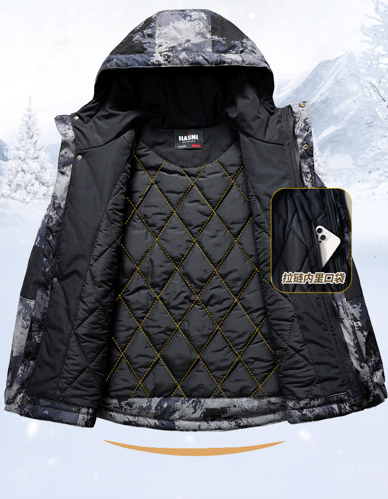 Autumn and Winter Tactical Camouflage Cotton Jacket Men's Cotton Jacket Jacket Cotton Jacket Hooded Jacket Thickeneded Work Clothes Outdoor