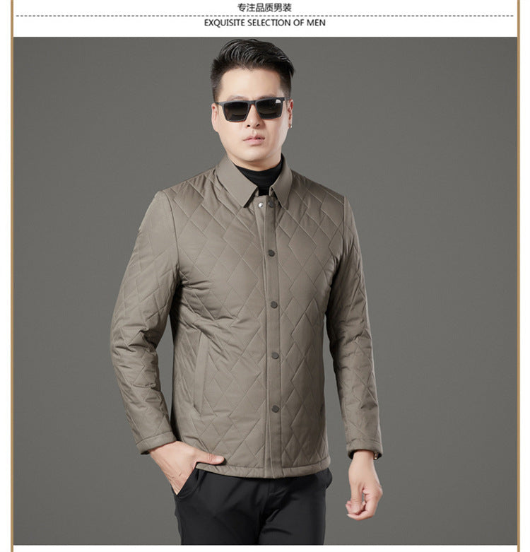 24 Winter Men's Cotton Jacket for Young and Middle-Aged, Casual Trendy Warm Silk Cotton Coat, Casual Outerwear for Men