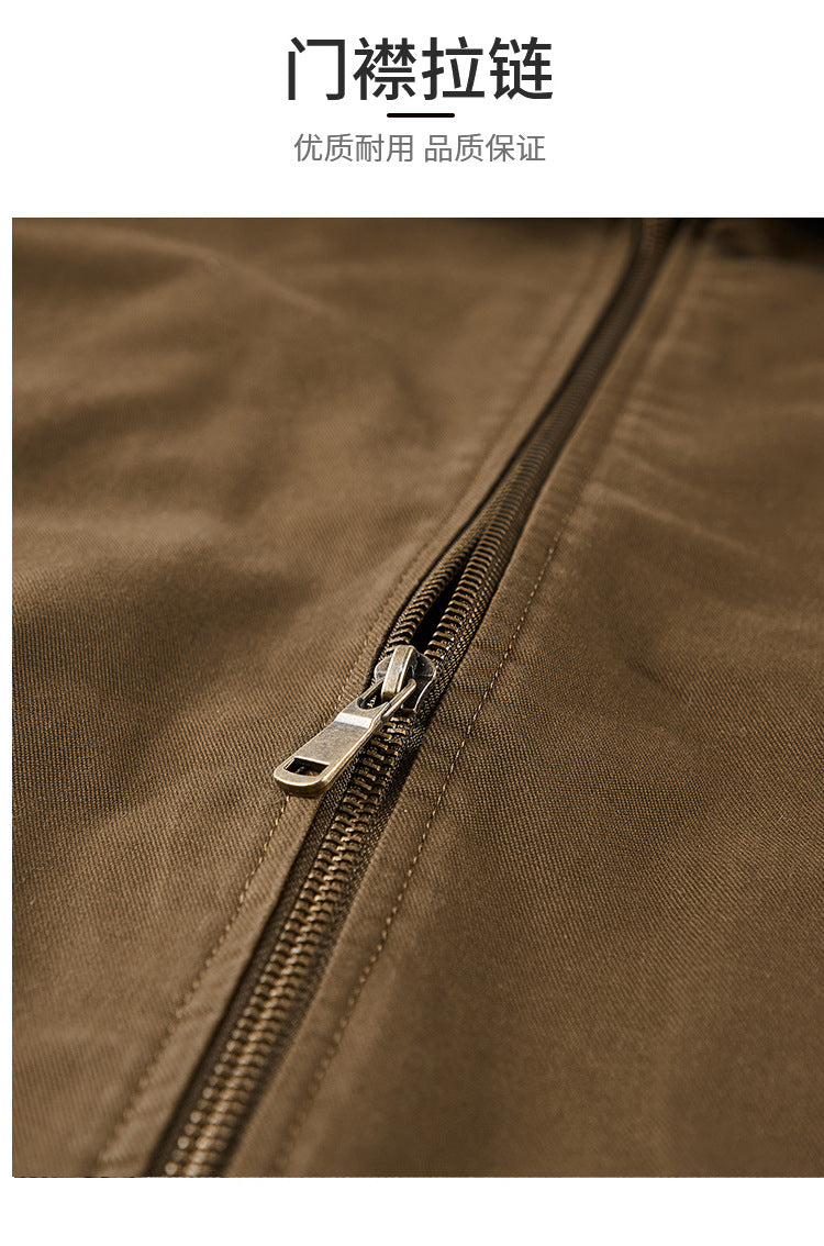 Pure Cotton Autumn and Winter Workwear Lamb Velvet Jacket Middle-Aged and Elderly Men's Jacket Flight Suit Winter Thickeneded Velvet Cotton Jacket