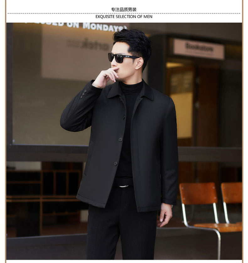 Pastoral Bird Autumn and Winter New Middle-aged Men's Jacket Short Down Cotton-padded Jacket Cotton-padded Coat Thickened Dad's Clothes