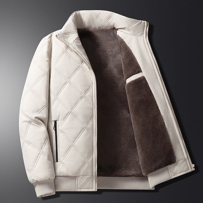 Middle-aged Men's Cotton-padded Clothes Winter fleece-lined Thickened Jacket Fashionable Casual Jacket Lightweight Slim-fit Cotton-padded Jacket for Dad
