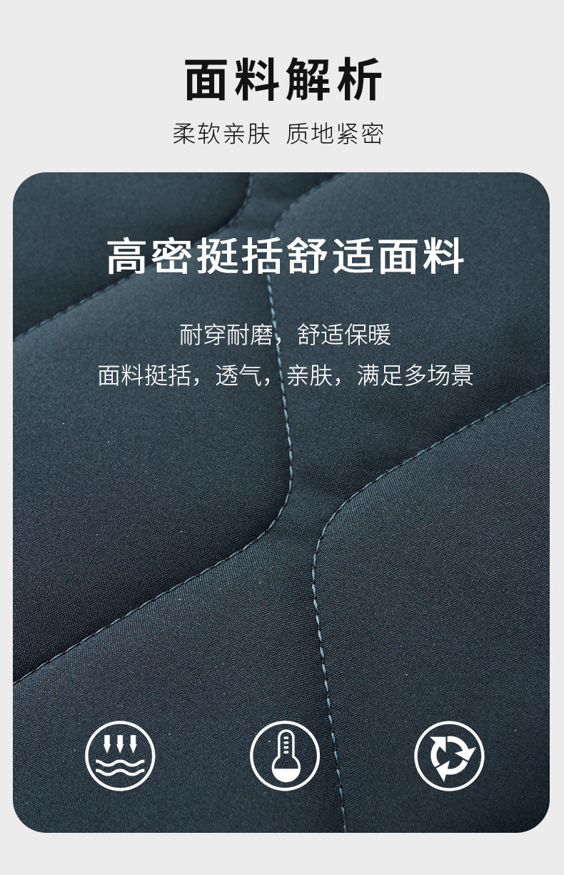 Men's Stand Collar Diamond Pattern Cotton Jacket Autumn and Winter Business Casual Warm Jacket Young and Middle-Aged Fashion Single-Breasted Top