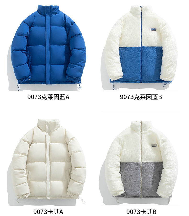 Men's Winter New Cotton Coat with Lamb Fleece, Thickened Couple's Stand Collar Casual Trendy Cotton Jacket Manufacturer