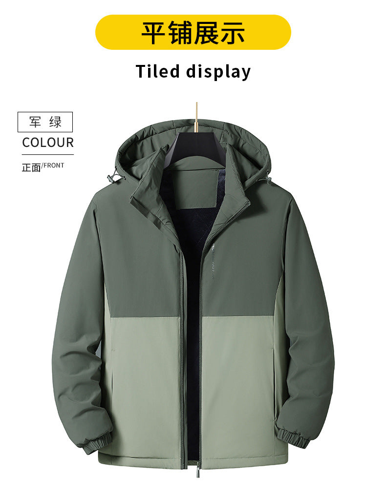2024 Autumn and Winter New Cross-Border Men's Cotton Jacket Large Size Comfortable Fleece-Lined Warm Coat with Detachable Hood