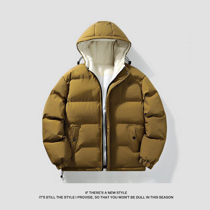 Men's Winter Casual Hooded Jacket Japanese Style Windproof Thick Warm Sports Coat