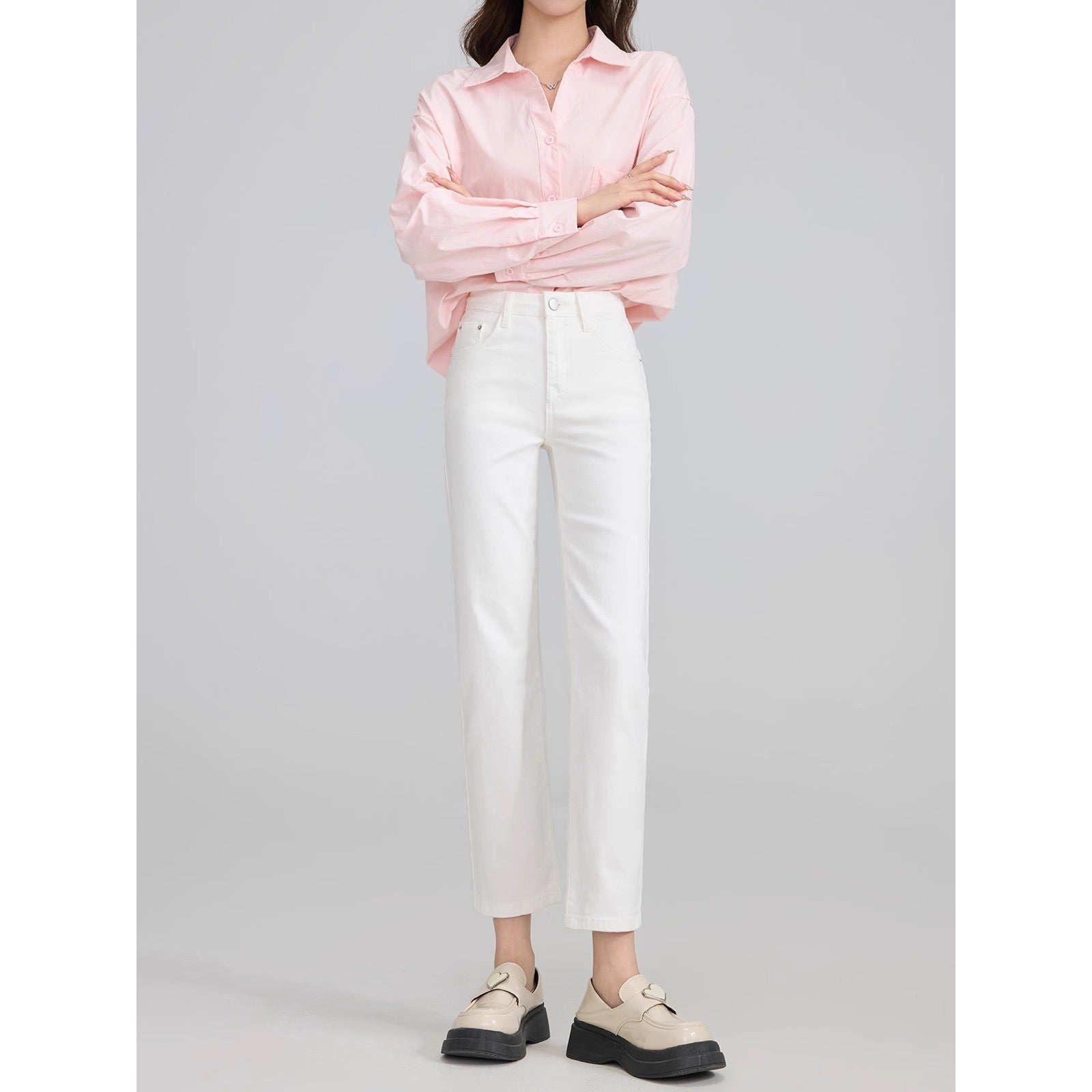 Women's Cropped Cigarette Pants 2026 New Autumn High-Waisted Slim-Fit Stretchy Skin-Friendly Comfortable Baguette Narrow Straight-Leg Pants