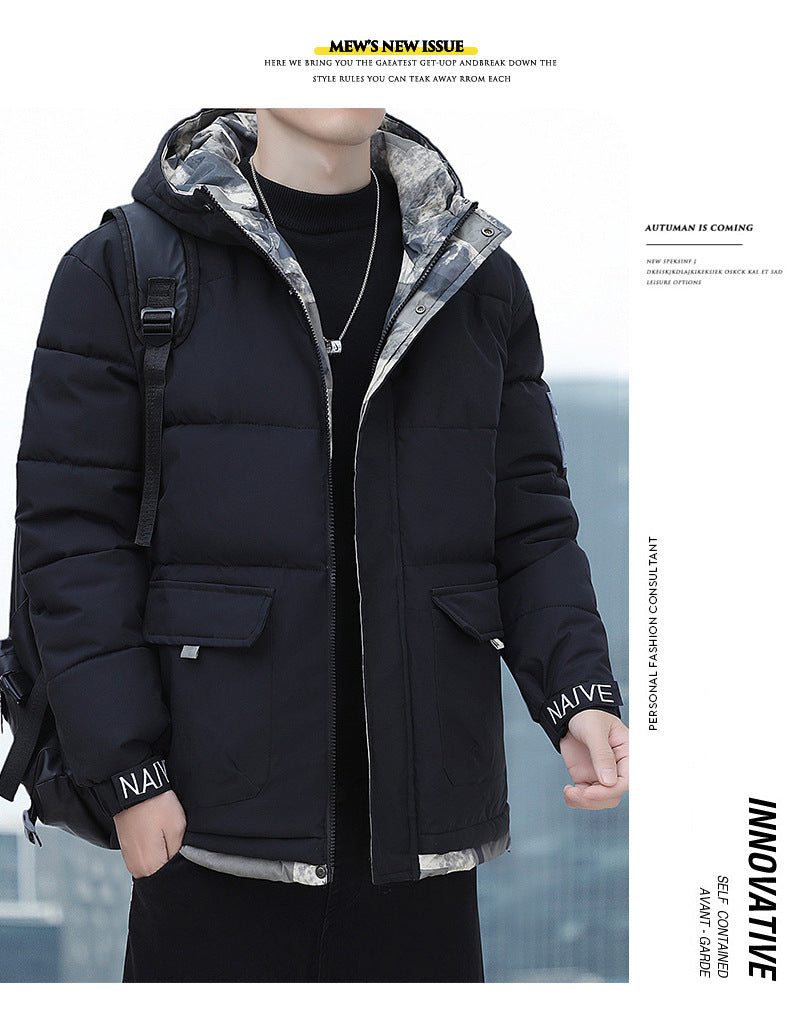 New Winter Casual Men's Warm Jacket Cotton-padded Coat Fashionable Cotton-padded Coat Thickened Top All-match Cotton-padded Coat Hooded Cardigan
