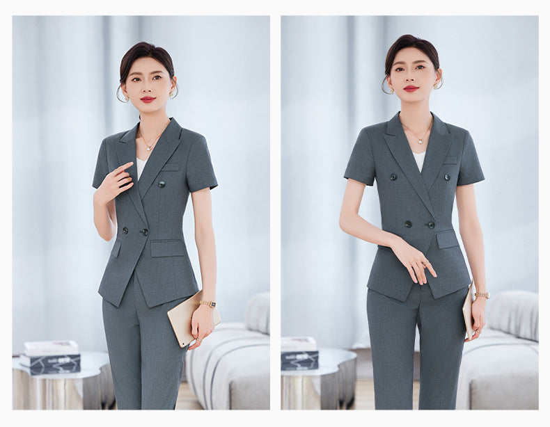 High-End Short-Sleeved Suit for Women 2025 Summer New Style Professional Wear Hotel Manager Bank Work Clothes
