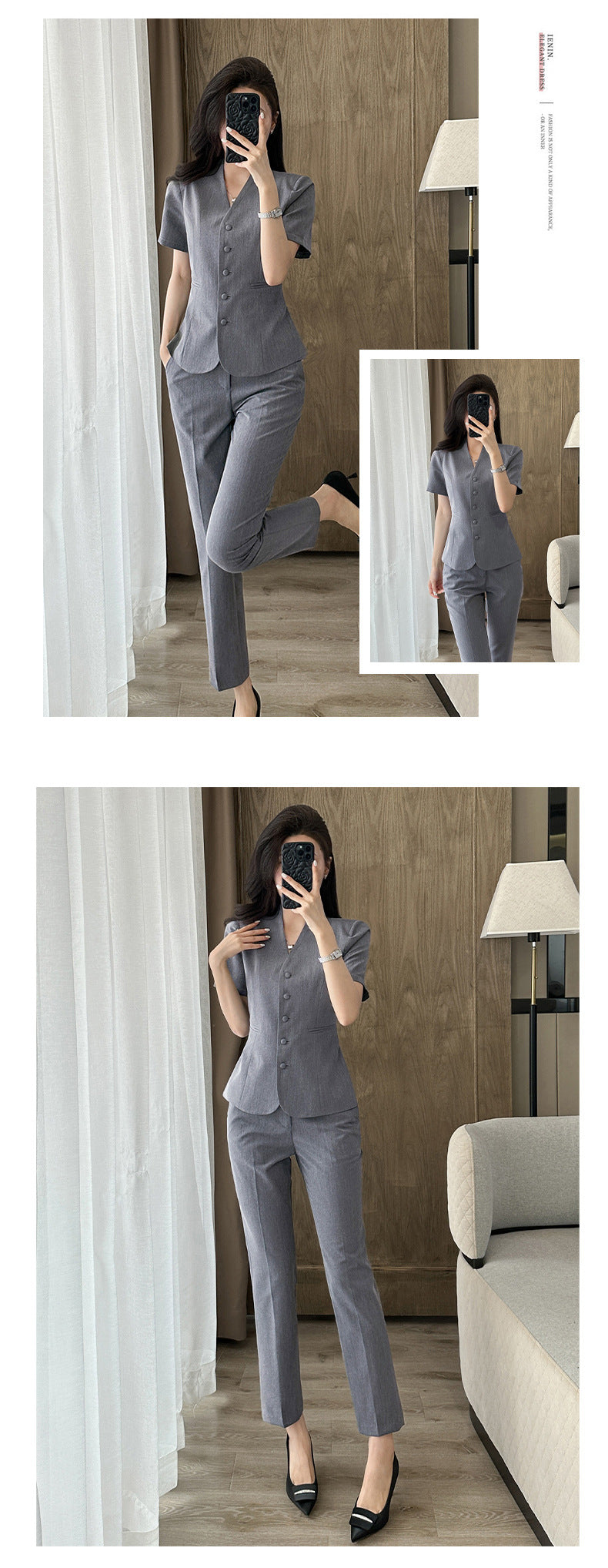 Short-Sleeved Suit Women's Summer Thin Business Attire Jewelry Store Gold Store Sales Workwear Hotel Front Desk Workwear