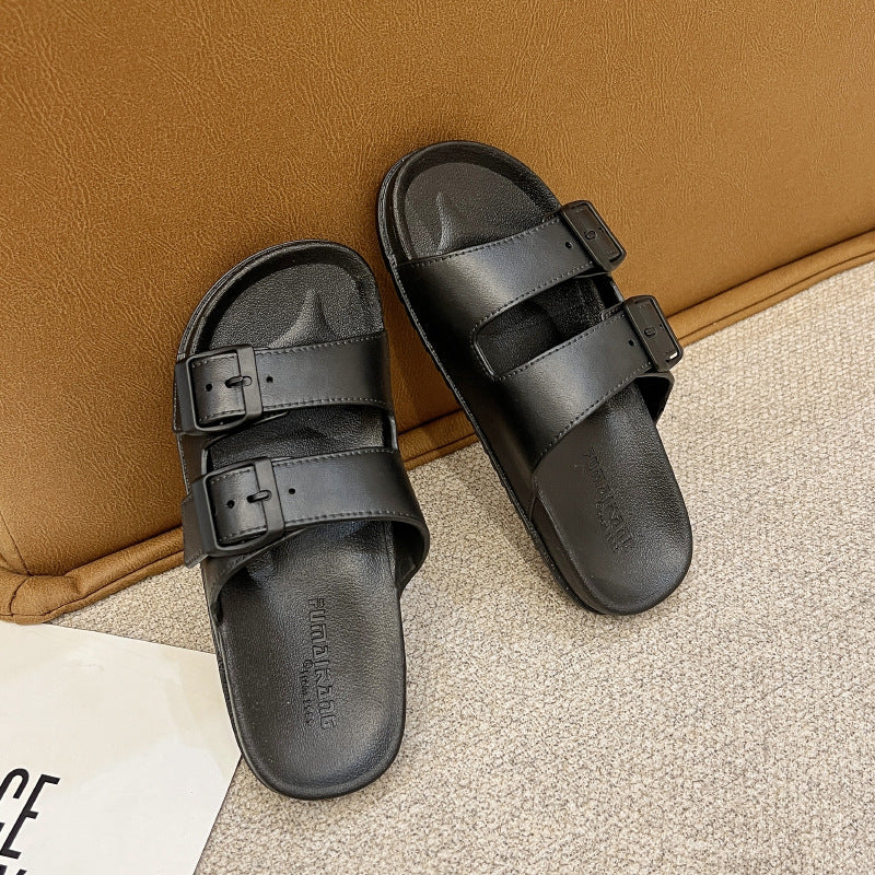 Summer Slippers for Men and Women, Indoor Non-Slip Outer Wear Slippers for Bathroom Bathing, Simple Pure Color Soft Bottom