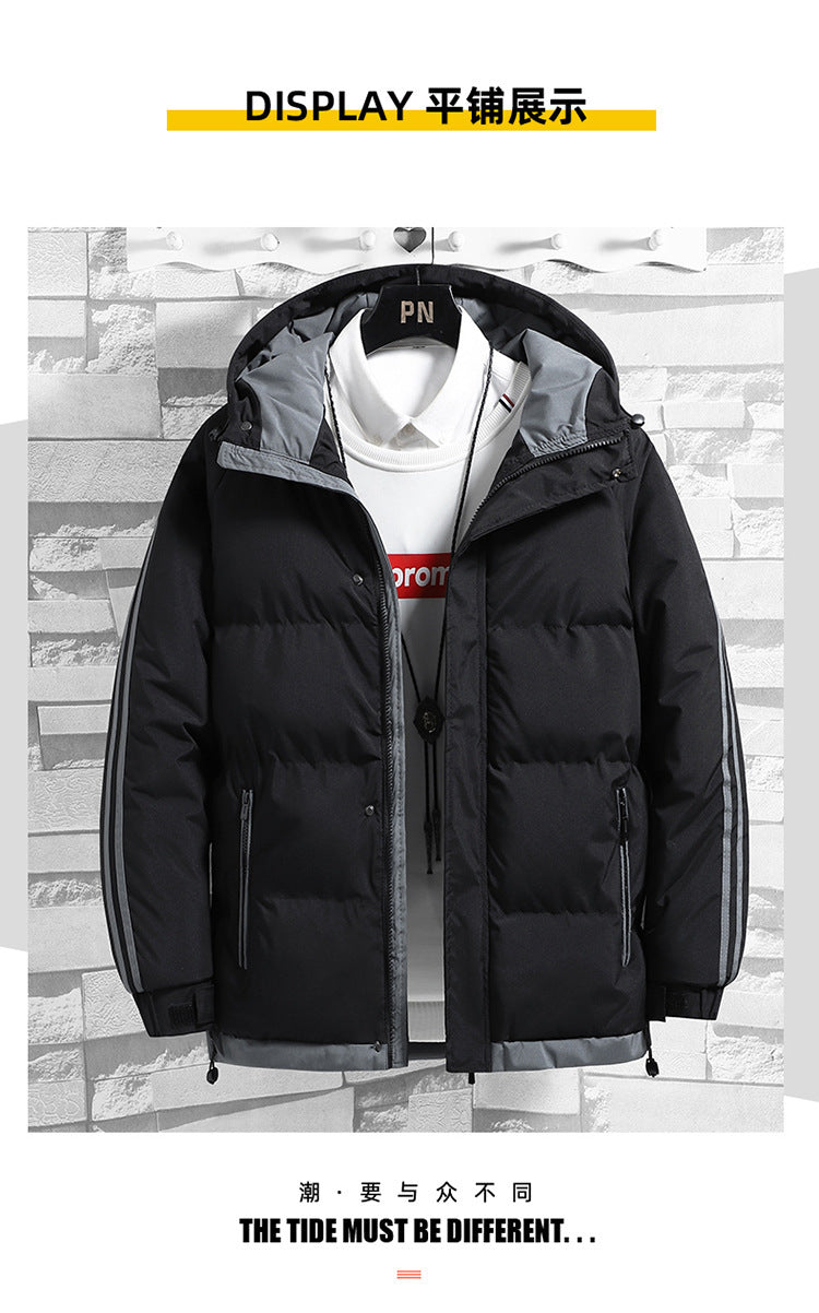 Cross-border New Winter Down Cotton-padded Jacket Young and Middle-aged Men's Thickened Warm Cotton-padded Jacket Hooded Cotton-padded Jacket Men's Clothing