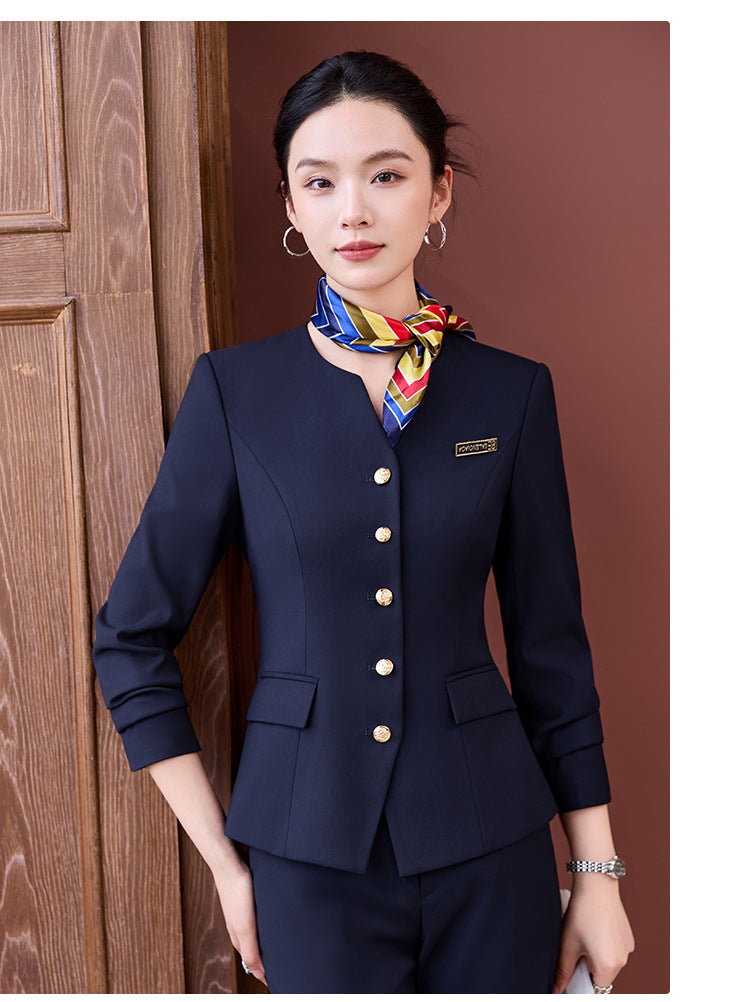 Professional Suit Suit Women's Autumn and Winter New Hotel Front Desk Jewelry Store Workwear Beauty Salon Front Desk Manager Workwear