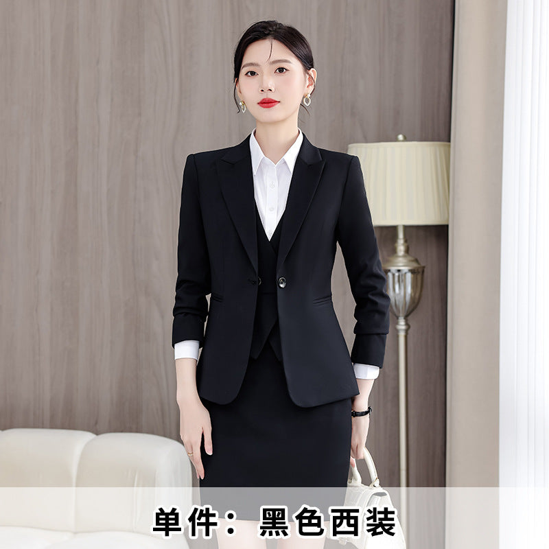Gray Suit Women's Professional Suit Spring and Autumn Hotel Workwear Elegant Interview Formal Wear Plus Size Workwear
