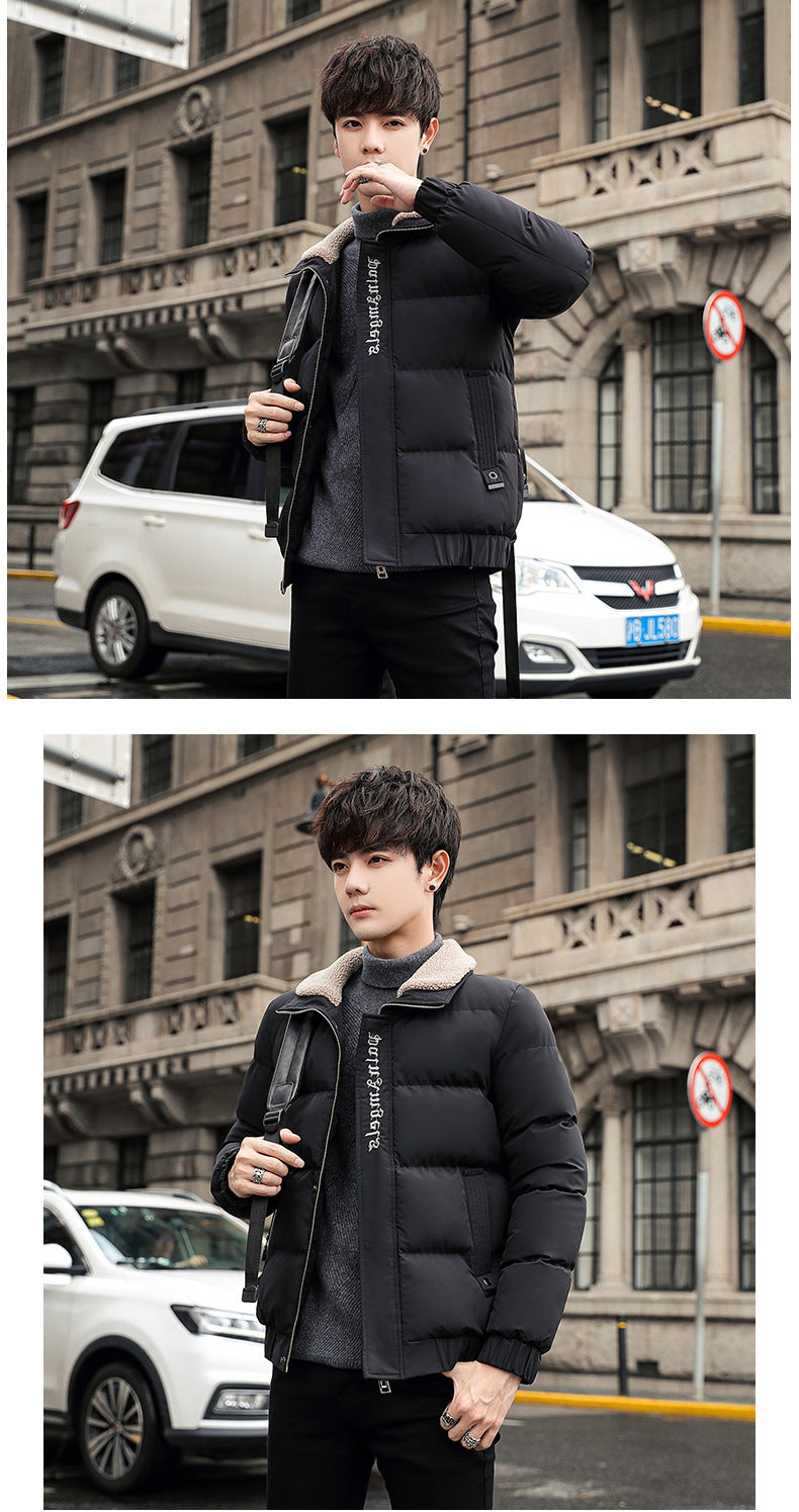2025 Winter Cotton Jacket for Men, Fashionable and Popular Stand-Up Collar Windproof Cotton Coat, Trendy Korean Style Handsome Short Jacket for Students