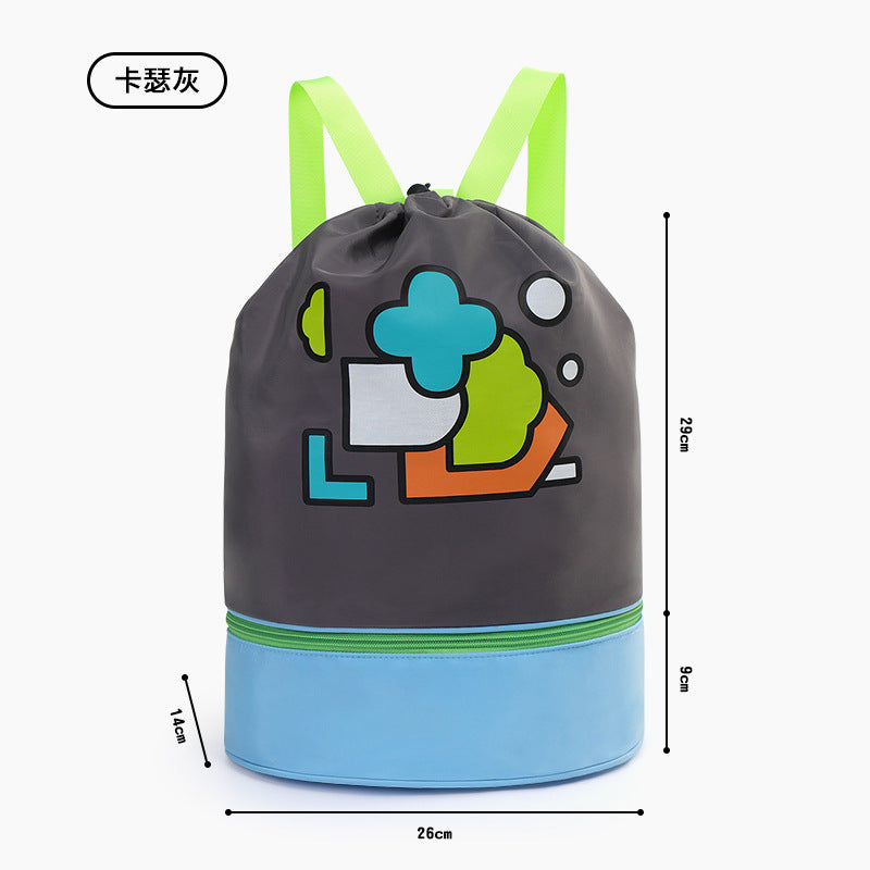 KK Tree Children's Swimming Bag Dry and Wet Separate Waterproof Storage Bag for Boys and Girls Portable Backpack Large Capacity Beach