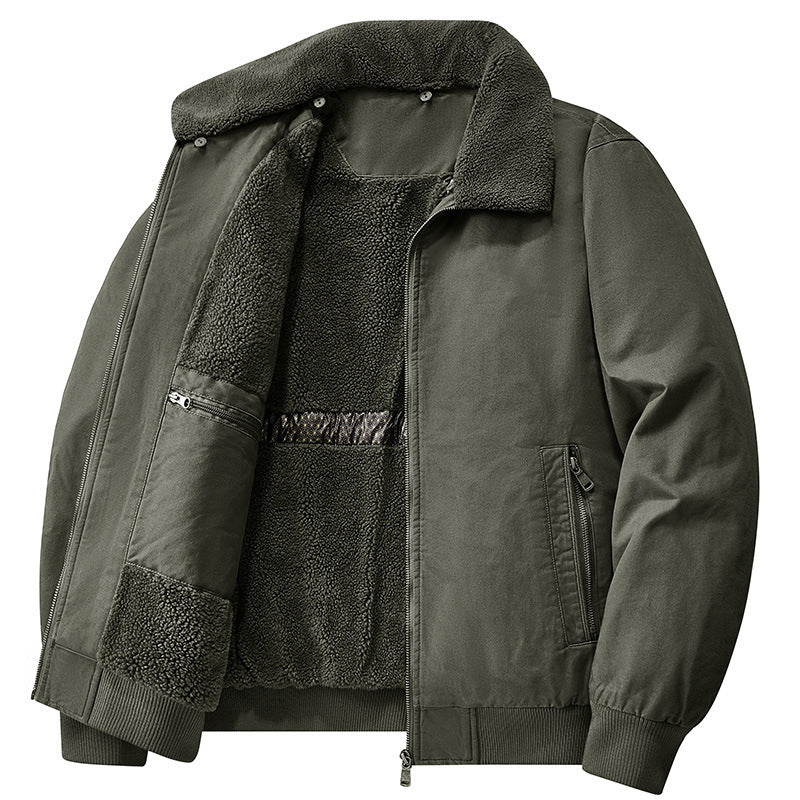 2025 New Winter Men's Workwear Large Size Imitation Wool Velvet Cotton Jacket Men's Warm Cotton Clothing Winter Cotton Clothing 7958