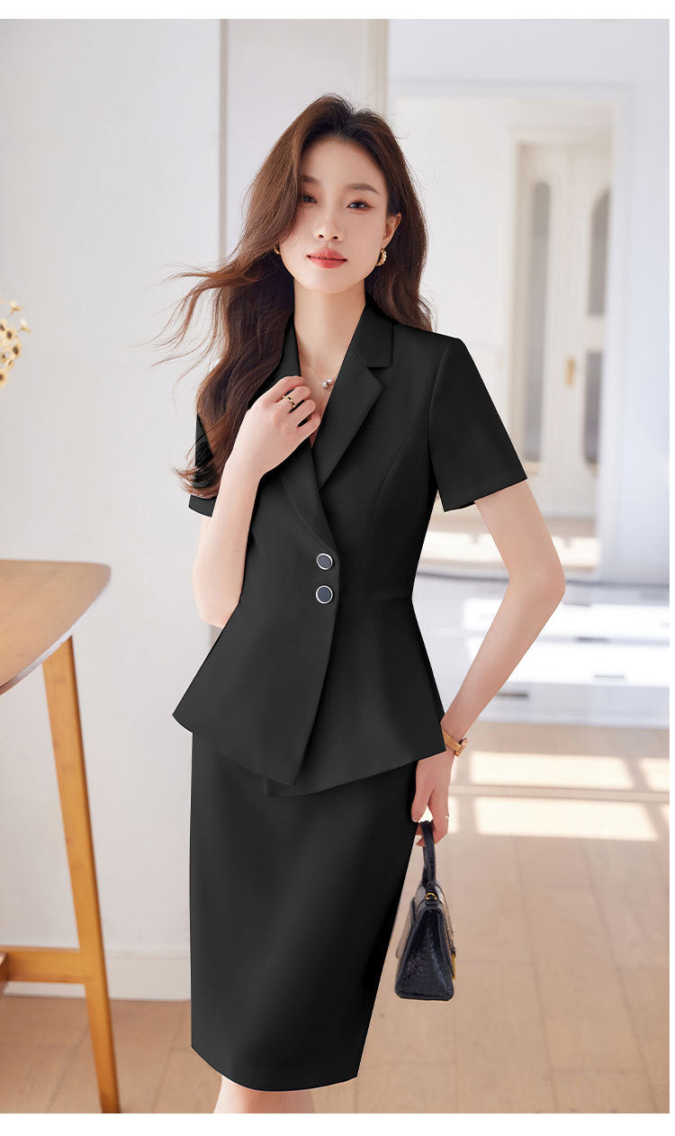 Short-Sleeved Suit Women's Summer 2025 New Classy Formal Hotel Jewelry Front Desk Professional Elegant Work Clothes