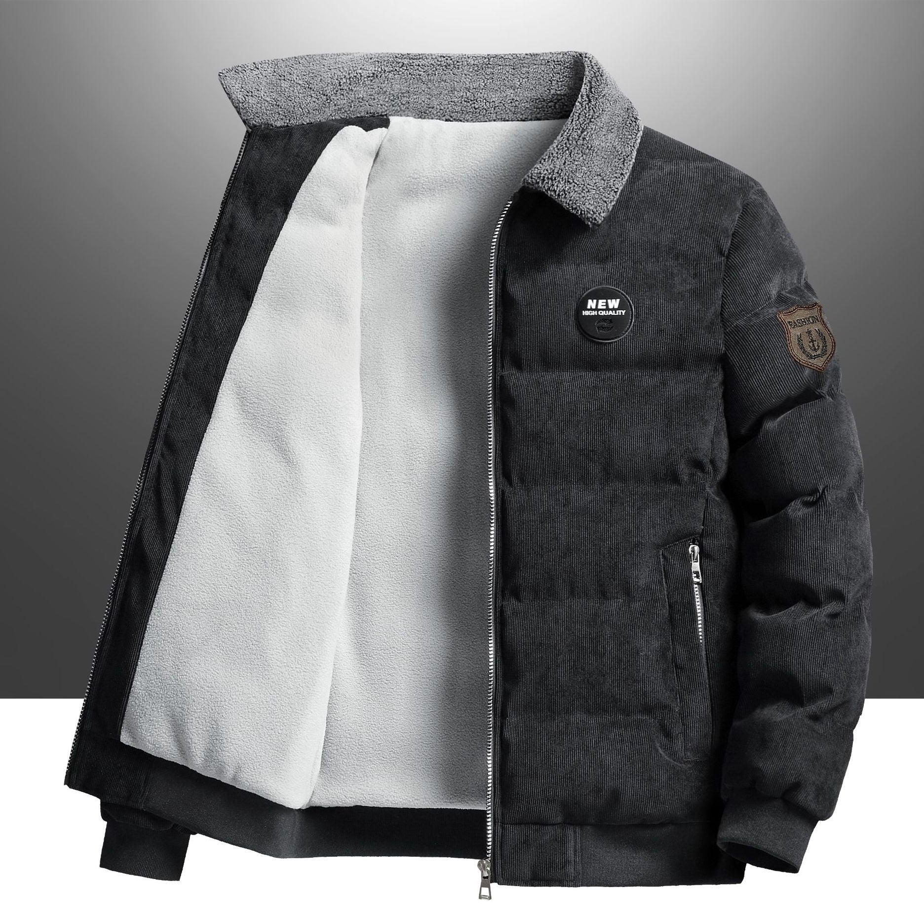 Foreign trade Winter fleece-lined thickened lapel corduroy jacket Men's Youth wear warm jacket urban jacket