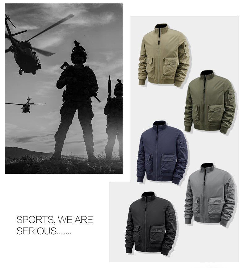 Flying Suit Men's Jacket Cotton Coat Autumn and Winter American Retro Loose Casual Middle-aged Casual Jacket Cotton Coat Coat