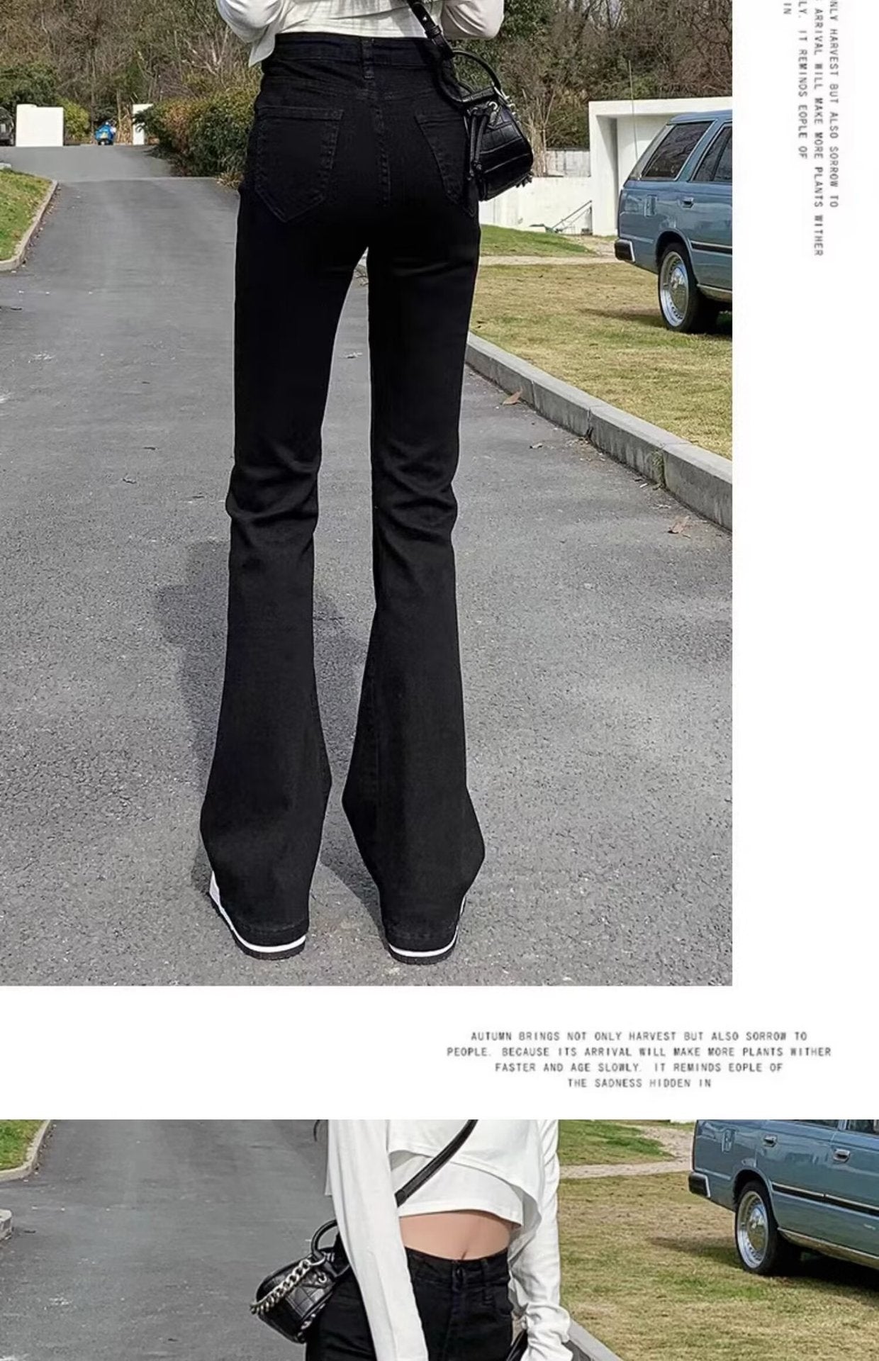 Black Stretch Micro-Flared Jeans for Women, Thin Summer 2025 New High-Waisted Slimming Pear-Shaped Body Horse Hoof Pants