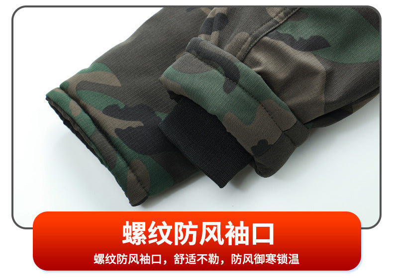 Winter Mid-Length Cotton Work Clothes for Men, Velvet Thickeneded Cotton Jackets, Cold-Proof, Windproof and Warm Camouflage Work Clothes, Military Coats