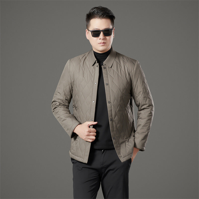 24 Winter Men's Cotton Jacket for Young and Middle-Aged, Casual Trendy Warm Silk Cotton Coat, Casual Outerwear for Men