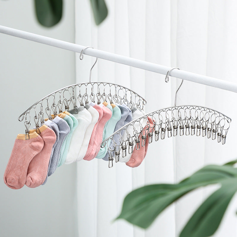 Stainless steel socks disc cool drying rack multi-clip underwear hook artifact windproof baby multifunctional household